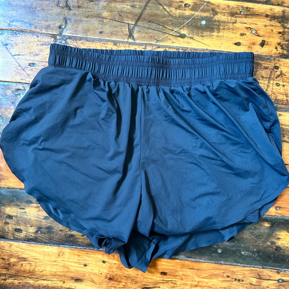 High waisted track shorts built in spandex